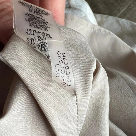 Calvin Klein Size 10 A-Line - Asymmetrical Dress Beige and Cream Print Like New - Picture 6 of 16